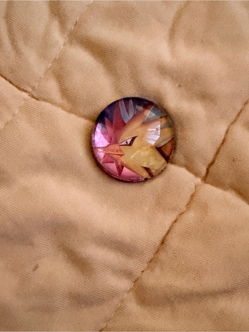 Pokemon Yellow and Pink Glass Cabochon Badge